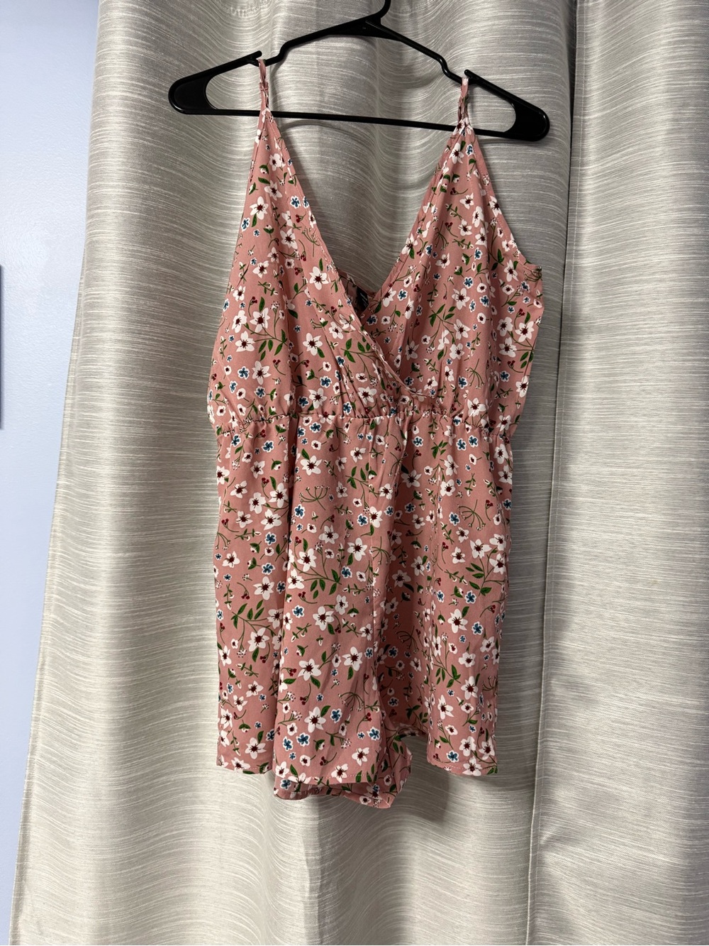 Rose Pink Floral V-Neck Cami Top